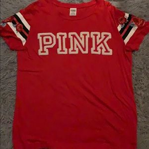 PINK Fuzzy Logo Tee